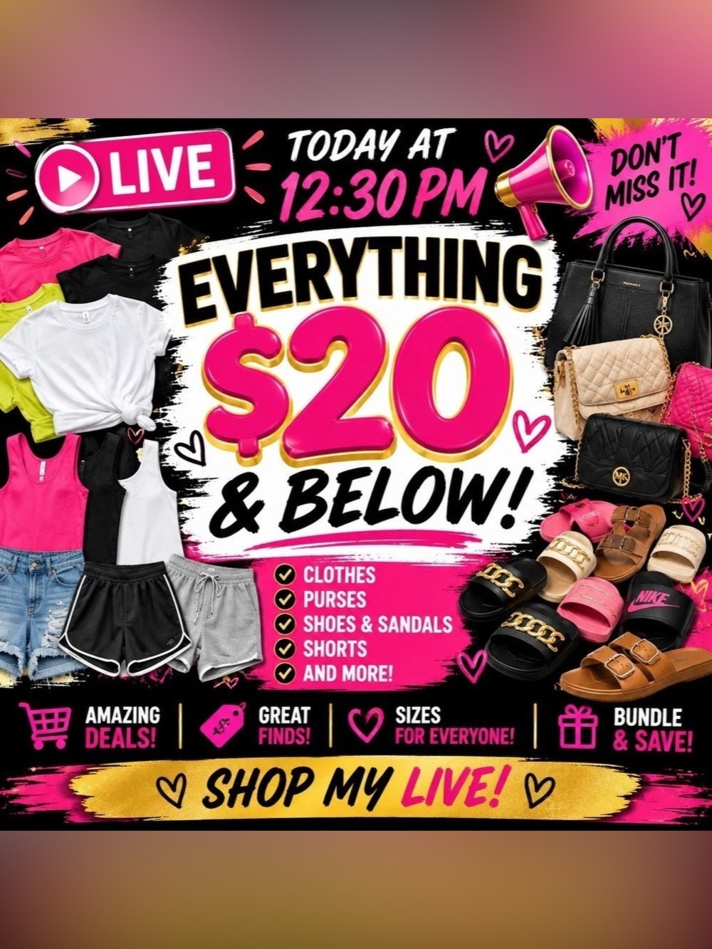 $20 and under!! Going Live at 12:30 pm!